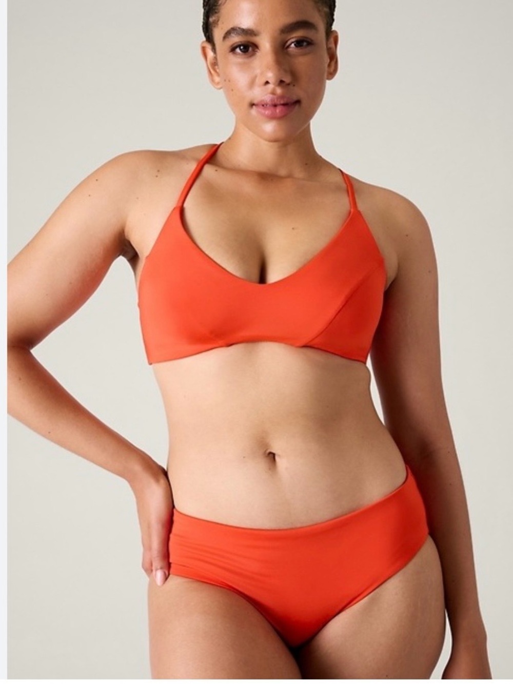 Athleta Bright Orange V-Neck Bikini set size M NWT size M